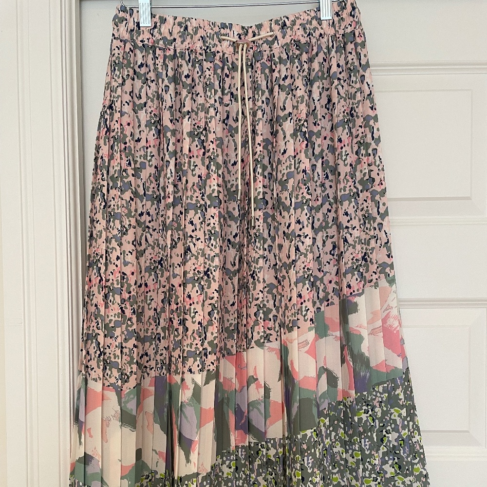 HUGO BOSS PLISSÉ MAXI SKIRT WITH ALL-OVER PLACED PRINTS